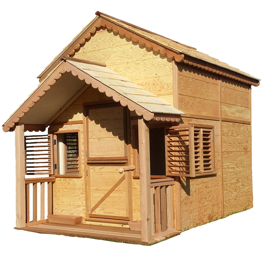 Little Alexandra Wooden Playhouse with Loft & Covered Porch