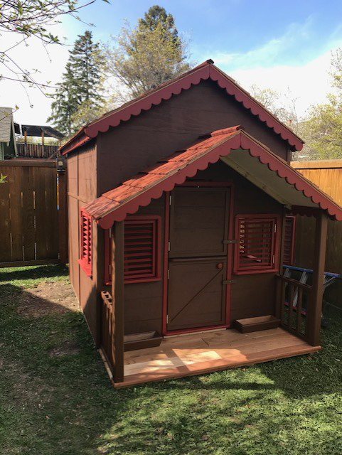 Little Alexandra Wooden Playhouse with Loft & Covered Porch