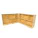 Wooden corner shelf unit on a white background